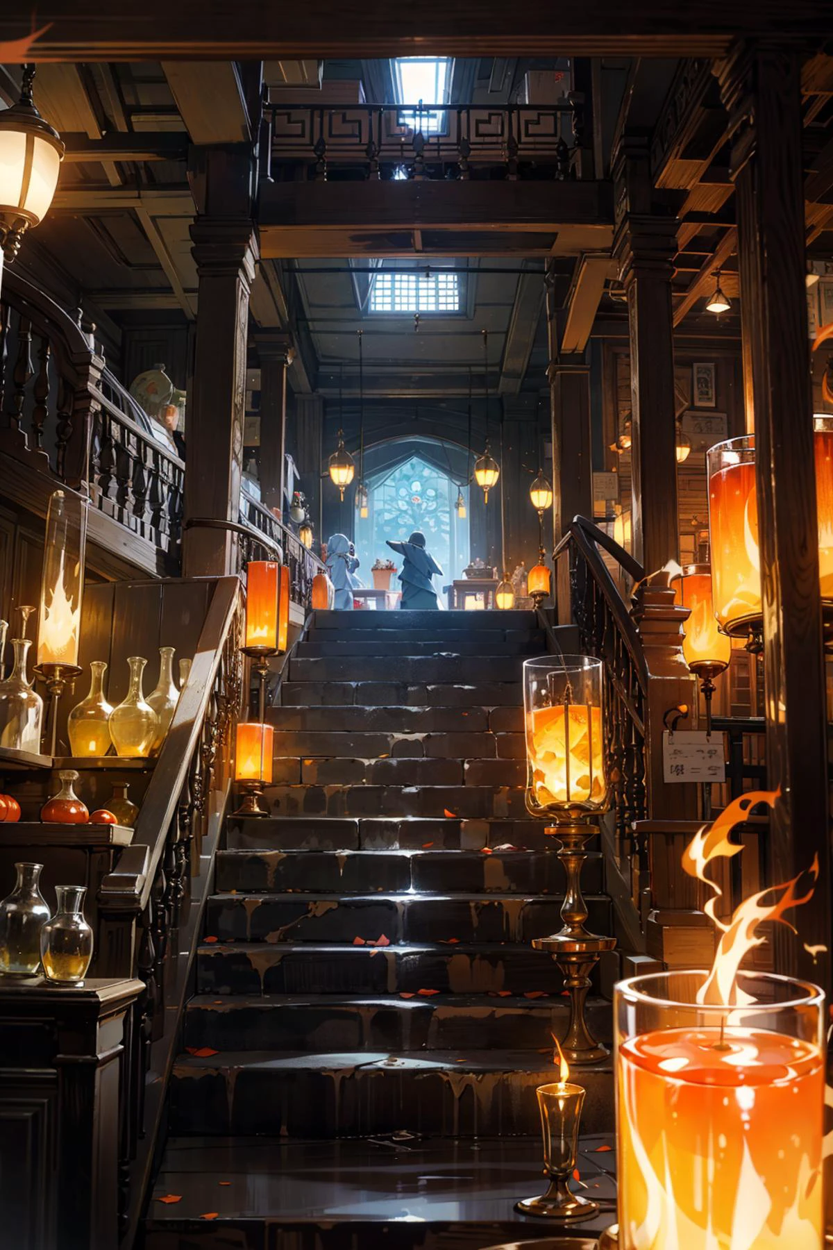 best quality,(masterpiece,ultra detailed 8k art),
wide Shot,(Japan:0.7),lamp,Multiple souls in small glass bottles, object,symbol,chinese style sculpture,(multiple Color Flame),silver,sacred,glass,Many bottles lined up on shelves, dark room, warehouse,Basement room,stairs,mysterious
<lora:boldline:-0.5> <lora:background & distence control:-1> <lora:FuturisticScapes-v2:0.5>