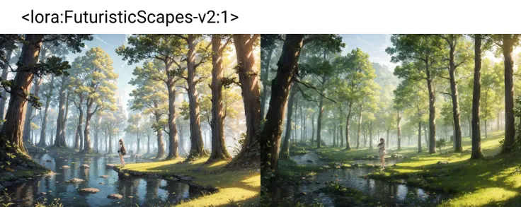 masterpiece, best quality, 1girl, scenery, forest <lora:FuturisticScapes-v2:1>