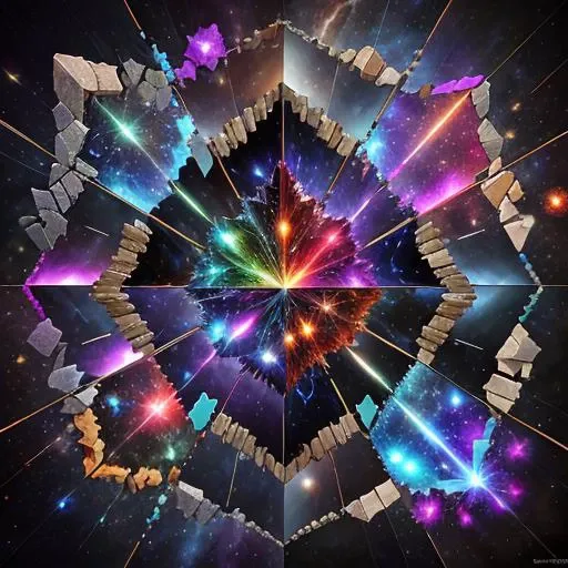 Fragmented Supernova, Fractured Shards of Crumbling Beauty, Voxel Fractals, Hyper Detailed, Fragments, Eldritch
