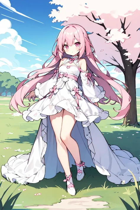 (masterpiece:1.2),best quality,extremely detailed,
BREAK
cute girl,solo,shiny skin,small breasts,very long hair,
detailed eyes,perfect anatomy,
cute eyes,(pink eyes:1.3),(pink hair:1.4),
BREAK
white dress,
BREAK
sakura tree,meadow,
BREAK
character focus,full body,
BREAK