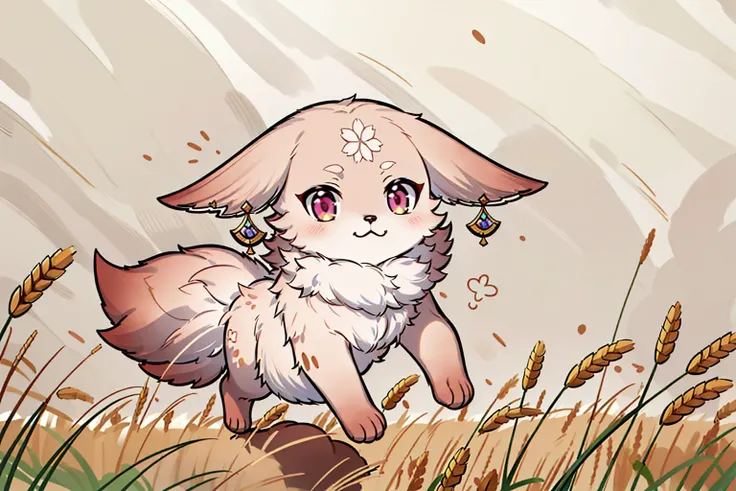 (masterpiece, high quality, extremely detailed, high resolution, cute:1.1),<lora:YaeMikoFox:1.0>, YaeMikoFox , (tilted head:1.2), confused, dynamic lighting,no humans, fluffy fur, cute paws, jumping around, golden wheat field,