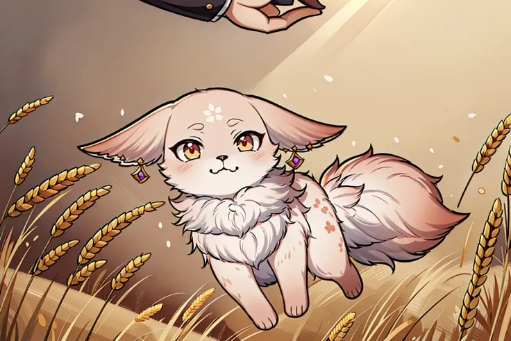 (masterpiece, high quality, extremely detailed, high resolution, cute:1.1),<lora:YaeMikoFox:1.0>, YaeMikoFox , (tilted head:1.2), confused, dynamic lighting,no humans, fluffy fur, cute paws, jumping around, golden wheat field,