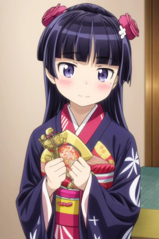 ultra-detailed,masterpiece,best quality,1girl,blush,shrine,jyojifuku, furisode, navy kimono, hair ornament, long sleeves,gokou ruri, black longhair<lora:furisode v1.0:0.7> <lora:Oreimo_gokou ruri:0.7> <lora:add_detail:1.4>