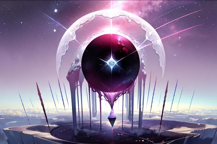 (masterpiece, best quality, hires), solo, sky, outdoors, floating, scifi, <lora:Angelarium:1>, giant, cosmic horror, ((tesseract of hope))
