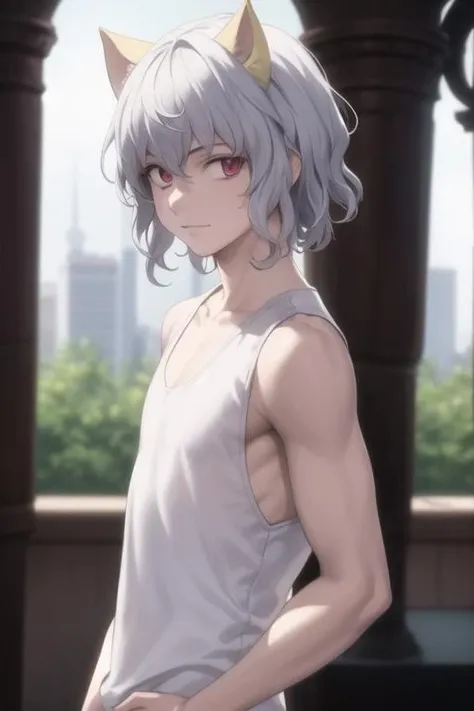 masterpiece, best quality, high quality, 1boy, solo, male focus, looking at viewer, upper body, <lora:neferpitou:0.70>, neferpitou