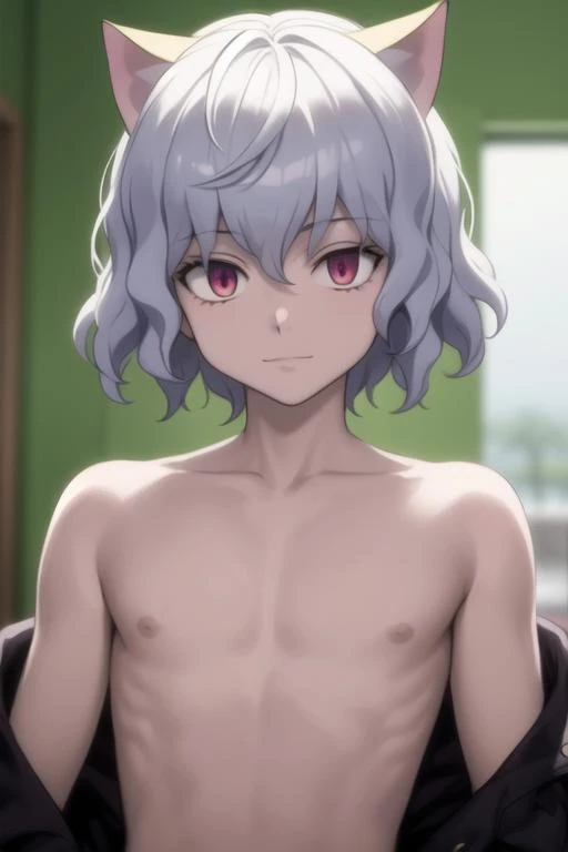masterpiece, best quality, high quality, 1boy, solo, male focus, looking at viewer, upper body, <lora:neferpitou:0.70>, neferpitou