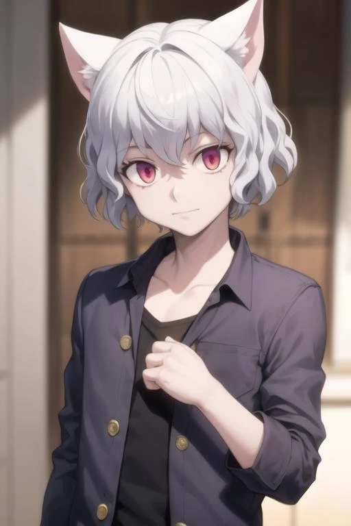 masterpiece, best quality, high quality, 1boy, solo, male focus, looking at viewer, upper body, <lora:neferpitou:0.70>, neferpitou