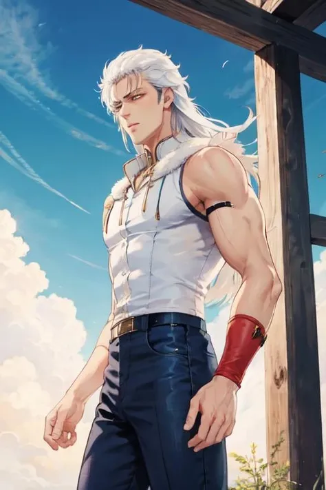 A 25-year-old man，Nice blue eyes，White long hair，gasping，perspire，jogging，Sun'rays，Ancient streets，black robes，sidelighting, Masterpiece of the best quality，8K，verydetailed，highly quality，high resolucion