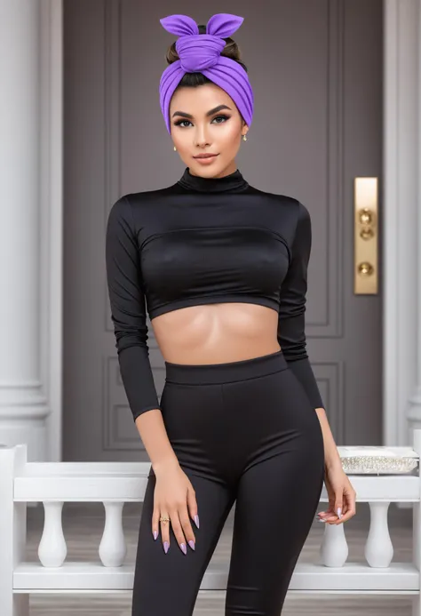 masterpiece, high res, detailed face, detailed eyes, Lyon, 1girl, solo, short hair, top knot, black and gold outfit, purple hair, brown eyes, chinnese hairstyle, headband, blushing, detailed eyes, 1 girl, solo, slender, black hair, top knot, blue eyes, short hair, black gold outfit, pink sleeves, indoors, full body, cocky, brazen, tomboy, standing, outdoors, <lora:Lyon:1>