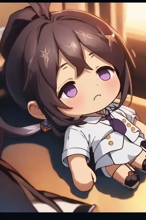 (masterpiece, best quality:1.2), chibi, solo, 1girl, cc_kunosato_mio, qiqifallen, long hair, ponytail, purple eyes, necktie <lora:cc_kunosato_mio:0.8> <lyco:QiqiFallen:1.0>