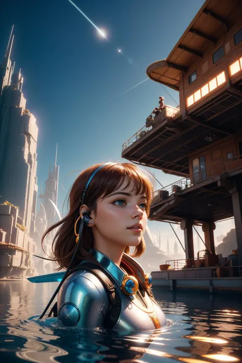 1girl, artistic VRay, crowded garden and water, best quality, Dutch angle shot of a [Macedonian:Roma:7] ([Wireless earbuds|Seaplane carrier]:1.3) , the Wireless earbuds is very Sickening and Ruined, it is made from Dwarf Planet Makemake, it is made by Xbox, complex Kodachrome background, Hazy conditions, split diopter, Masterpiece, Relaxed, Tenebrism, broad lighting, F/14, complementary colors, Movie concept art, Liminal dream, extremely detailed CG Unity 8k wallpaper, extremely hyper aesthetic, (cinema art stylized by Fritz Lang:1.3) , dreamy, stark