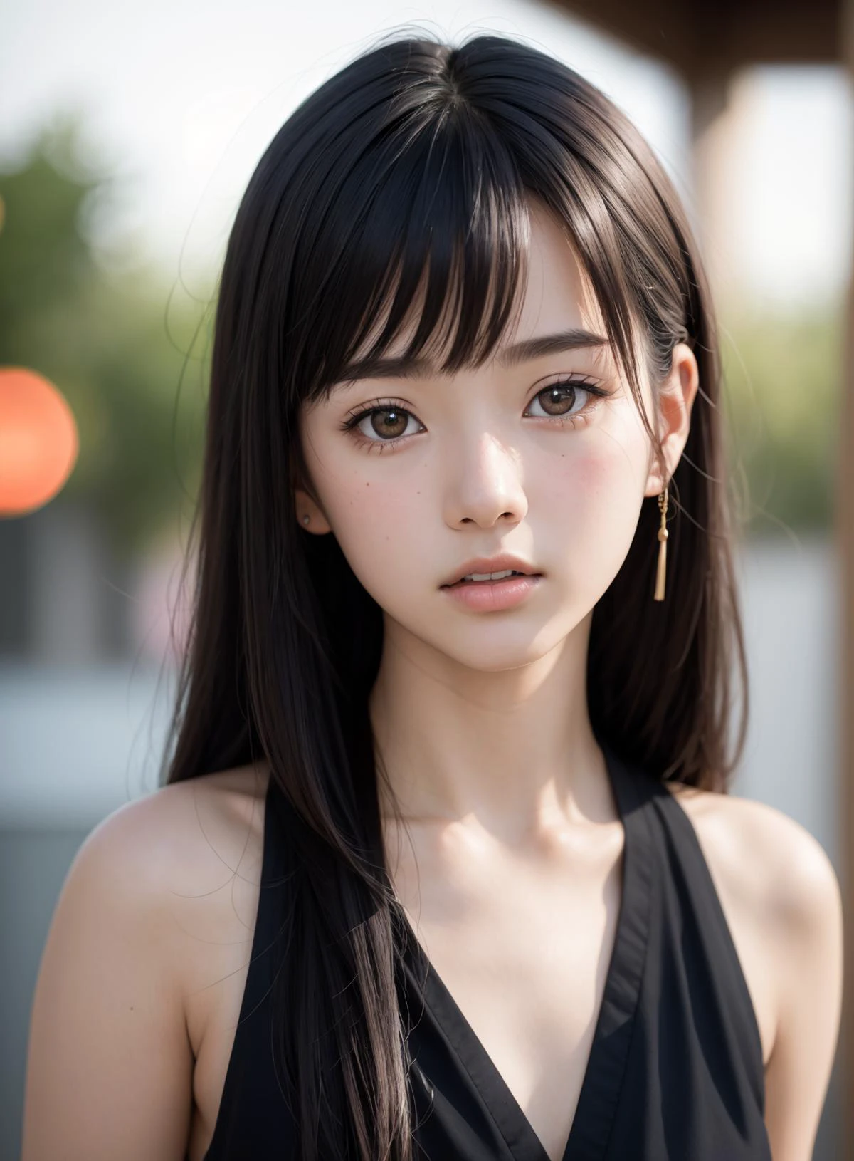 (masterpiece, best quality), (absurdres:1.3), (photorealistic:1.4), RAW photo of (18yo:1.4) kawaii (Japanese) idol, (ultra detailed, ultra realistic, hyper realistic, 8K, ultra highres:1.2), black hair, long hair, bangs, solo, slim, slender, (bokeh, sharp focus, depth of field), <lyco:more_details:0.8>, cinematic, What is your name? Write your name on the picture
