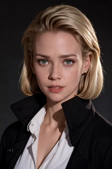 ((full nude)),(pussy photo),(1woman),blonde,(office hairstyle),((full body photo)),front stand pose,front face,expressionless, stoic face,25 years old, beautiful woman,green eyes,small face,(looking at the viewer),slim figure,thin lips,small nose,small eyes,(Slanted Eyes),monolid,Narrow eyes,