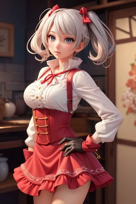 <lora:add_detail:0.5> <lora:copax_charm_eu:0.0> (photorealistic, masterpiece, best quality, intricate), face confident, seductive pose,
ciel alencon, silver hair, grey eyes, short twintails,white shirt, underbust, puffy long sleeves, skirt, fingerless gloves <lora:godeater_cielalencon:0.45>
