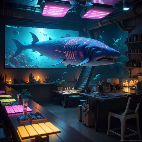 highres, bloom, cinematic lighting, underwater,
giant whale, fantastic location, dream, flying, underwater cyberpunk city
,(masterpiece:1.3), (best_quality:1.3), (ultra_detailed:1.3), 8k, extremely_clear, realism, (ultrarealistic:1.3)