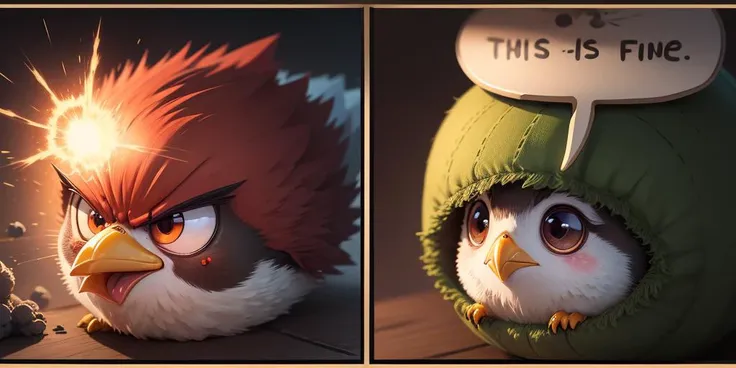 ((ultra-detailed)), ((illustration))
AND ((ultra-detailed)), ((illustration)), angry bird atomic, explosion
AND ((ultra-detailed)), ((illustration)), miniature little shy birds