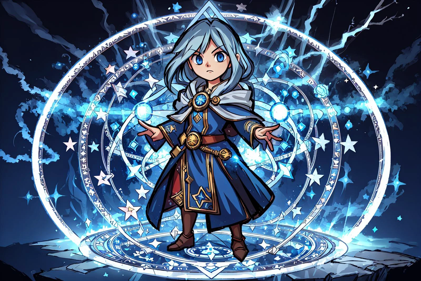1girl, wizard, apprentice, out of control, magic circle, entropymagic lightning, masterpiece, high quality, detailed, photorealistic,