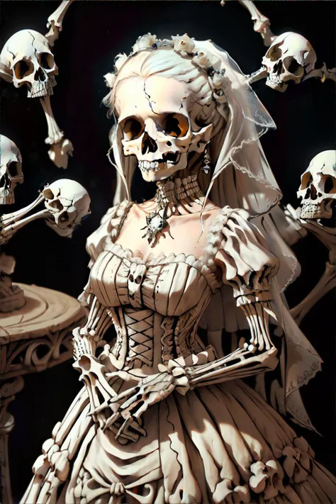 <lora:boneyardai:0.8>, boneyardai wedding dress, masterpiece, 8k, high resolution, shallow depth of field, sharp focus