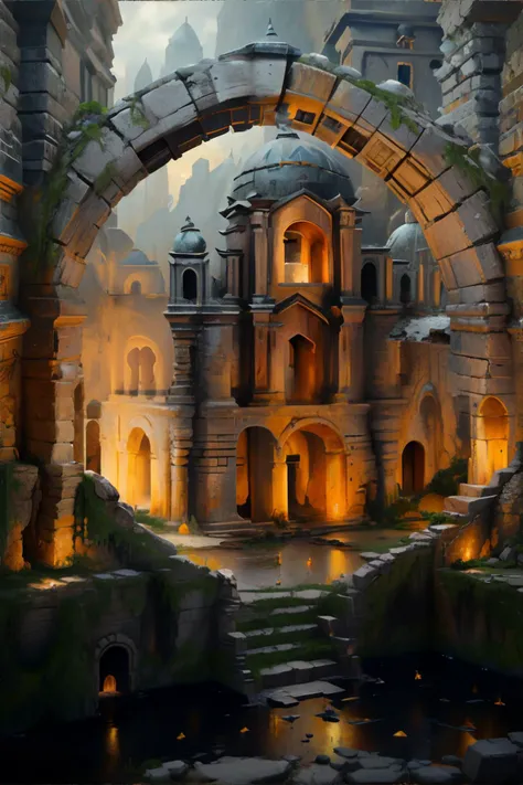 <lora:oilpainting:0.7>, <lora:ancientcity:0.5> BJ_Ancient_city, oil painting of an ancient city || masterpiece, 8k, high resolution, shallow depth of field, sharp focus