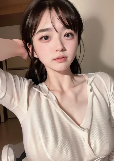(((1 girl))), (8k, best quality, masterpiece:1.2),(upper body 1:2) (realistic, photorealistic, photo-realistic:1.37), ultra-detailed, beautiful detailed eyes, beautiful detailed nose, (((balanced eyes))), ((upper body 1:2)),((big breasts)), (((sweater))), natural skin texture, 24mm, 4k textures, soft cinematic light, adobe lightroom, photolab, hdr, intricate, elegant, highly detailed, sharp focus, ((((cinematic look)))), soothing tones, insane details, intricate details, hyperdetailed, low contrast, soft cinematic light, dim colors, exposure blend, hdr, faded, slate atmosphere, <lora:GTE_1:0.75>, (((white t-shirt))), (((white clothes)))