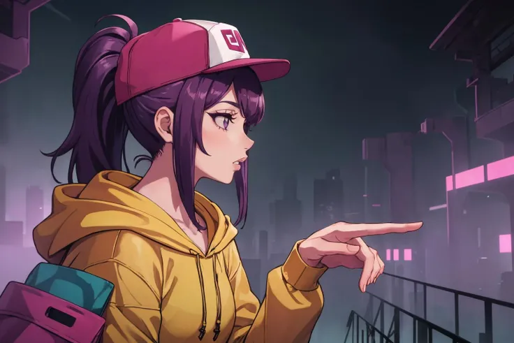(masterpiece, best quality, 1 girl, solo, intricate details, chromatic aberration), realistic, ((medium breath)),long hair, red hair, red decoration on the head, pink highlights, amber eyes, earrings, sharp eyes, necklace, neon shirt, ripped shorts, unbuttoned jacket, turtleneck, night, against the wall, brick wall, graffiti, dim lighting, alley, look at the viewer, (oral sex:1.2)