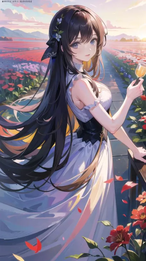girl in a flower field, ((best quality)), ((masterpiece)), ( extreme detailed, highest detailed, official art, beautiful and aesthetic:1.2) <lora:octans-PYNOISE-LOHA:1>