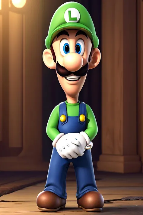 (1boy:1.3),Luigi, masterpiece, high quality ,solo, smile, cowboy shot, <lora:Luigi:1>,
