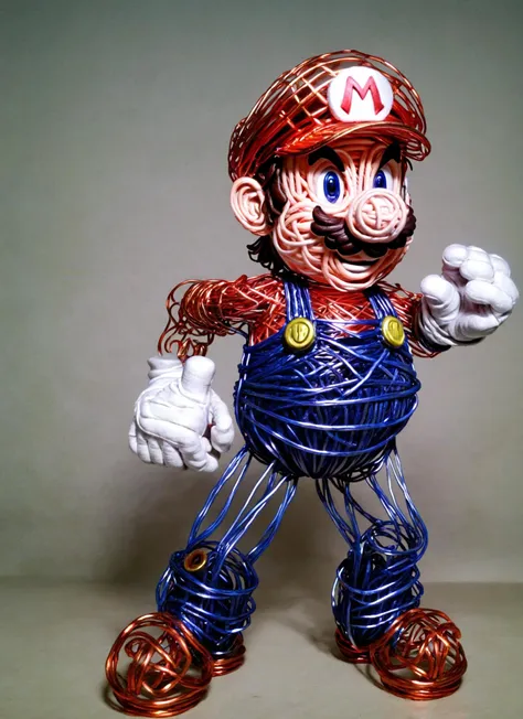 wire sculpture of super mario, wirex, wix1, <lora:wirex:0.8>