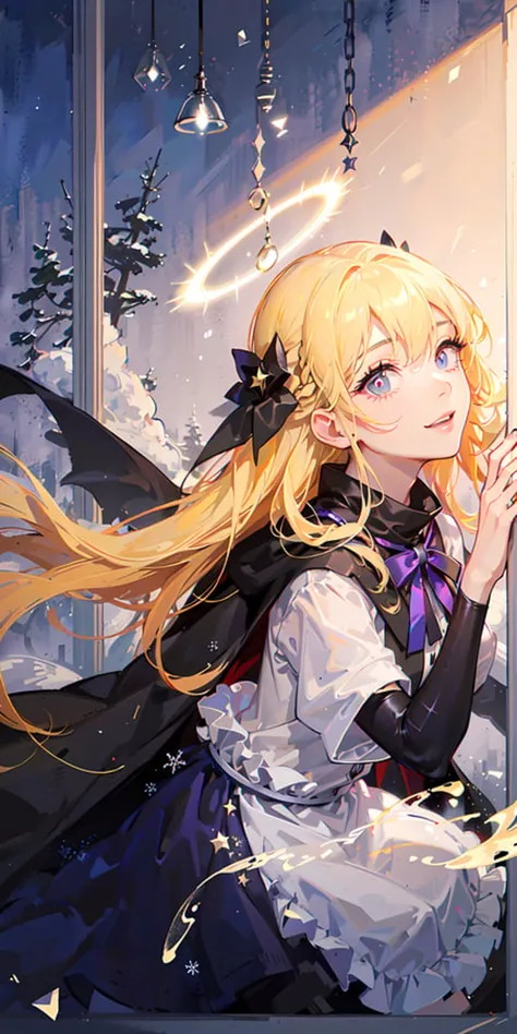 (Highest picture quality),(Master's work),(ultra-detailed),(Detailed eye description:1.0),(lens flare:1.0),(movie poster:1.0),(Tarot border:1.0),the portrait is centered,(close-up:1.0),(nagative space:0.8),(negative space:1.6),(solo),(floating colorful {wind|water magic|ink|crystals|ice|fire|flame|lightning|web|rocks|sand|particles|sparkles|blood}:1.0),(many colorful {soap bubbles|clouds|thorns|spikes|vines|currents|spirals|halos|wings|tatoos|cubes|octahedron}:1.0),(floating {red|green|blue|aqua|purple|yellow|black|white|grey|pink|orange|lime} {ribbons|feathers|particles|blades|droplets|snowflakes|soft balls}:1.0),({crystal|ice|fire|flame|wind|water|earth|stone|space|musical|sonic|vortex} {magic|wings}:1.0), ({ray tracing,glowing|dappled sunlight,light rays,caustics|night,black theme|mysterious,eerie|easygoing,pastel}:1.2), ({colorful|iridescent|multicolored}:1.0),(beautiful detailed glow:1.0),({leaning forward|leaning back|leaning to the side|}:1.2),{(smile:1.0)|(smirk:1.0)|(grim expression:1.0)},({small|small||lips,eyelashes}:1.0),{(open mouth:1.0)|(closed mouth:1.0)|},({eyelashes|eyeshadow||}),{one eye closed|||},({red|green|blue|aqua|purple|yellow|black|white|grey|pink|orange|lime} hair:1.4),({short|long|medium} hair:1.0),({from below|from above|from side|from behind|facing viewer}:1.3),(halo:1.3),(head tilt:1.0),(dynamic pose:1.1),(asymmetrical hair:1.2),({red|green|blue|aqua|purple|yellow|black|white|grey|pink|orange|lime} {armor|dress|collared shirt|suit|outfit}:1.0),({formal|military|techwear|urban style|casual,casual clothes|fantasy,magician|feral,tribal|sci-fi,futuristic}),({plaid skirt|layered skirt|puffy dress|tights|pants|shorts}),({red|green|blue|aqua|purple|yellow|black|white|grey|pink|orange|lime} {eyes|eyes|pupils}:1.4),{(forehead:1.5),asymmetrical bangs|diagonal bangs|hair between eyes|blunt bangs|swept bangs},{one eye covered|ponytail|high twintails|||},{straight hair|wavy hair|drill hair||},{long coat|suit jacket|cloak|sweater|tie||},{(floating cape:1.0),|}({fox ears, fox girl|vampire, bat wings|pointy ears,(elf:0.5)||}:1.1),({abstract background|city,skyscraper|forest,garden|castle|shrine|cave,underground|swamp|lake|winter|alien planet|}:1.4),({indoors,inside|outdoors,outside}:1.1),{2$$witch hat|straw hat|crown|tiara|eyewear|glasses|heargear|hair flower|hairpin|hair bow|||},({sitting|flying|jumping|laying|standing|standing on one leg}:1.1),({colored skin|white skin|blue skin|pale skin|tan|shiny skin|dark skin||}:1.1),({full body|upper body|portrait|}:1.25),{fang, skin fang|tongue|frown|lip biting|thinking|||||}, {empty eyes| symbol-shaped pupils, heart-shaped pupils| slit pupils, + +|||||}