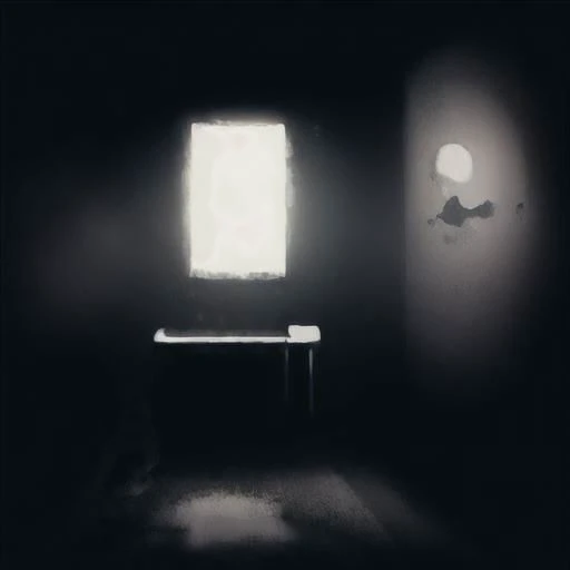 empty, paper roll, bathroom, cartoon, monster, toilet paper roll monster, eyes, eyes on the wall, tentacles, photorealistic, realistic, cold, snow, silhouette, ghost silhouette, window,