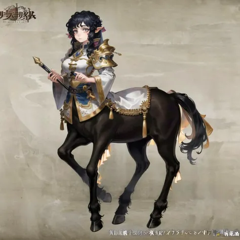 ((best quality)), ((highly detailed)), masterpiece, ((official art)), (detailed eyes, deep eyes), (1girl:1.33, solo), full body, <lora:aiomonstergirls_loraLocon:.5>, <lora:animeCentaur_v10:1>, (centaur), hooves