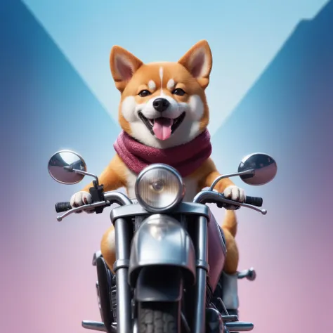 highres, masterpiece, 8k, 4k, (realistic photo), (photorealistic), ambient_light,
a dog is riding a motorcycle with a scarf on it's back and smiling at the camera,, animal, dog, gradient, gradient background, ground vehicle, motor vehicle, motorcycle, no humans, open mouth, shiba inu, smile, tongue, tongue out <lora:sdxl_lora-000070:1>
