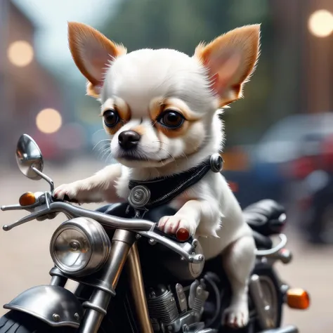 Chihuahua, dog on a motorcycle, <lora:sdxl_lora:1>, highres, masterpiece, 8k, 4k, (realistic photo), (photorealistic), bokeh, <lora:wowifierXL:0.5>