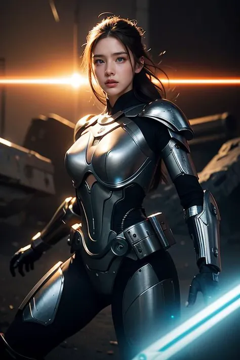 1 girl, cinematic light epic shot action pose beautiful model with half computer code body and half human in a combat zone, battlefied, universe made of mirror, Portal rupture in time, insanely detailed and intricate, lord of the ring concept art, backlight, JEDI, light saber,
<lora:TWbabe8:0>