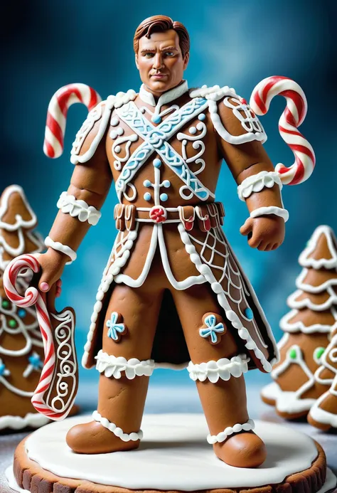 Gingerbread, icing, candy, <lora:GingerbreadStyle_epoch_10:0.7>,  Male Sergeant Major of the Army , hyperdetailed, stunning, professional creative, Highres, cool colors, perfect background, gorgeous, luxury, complex artistic color composition, beautiful, radiant