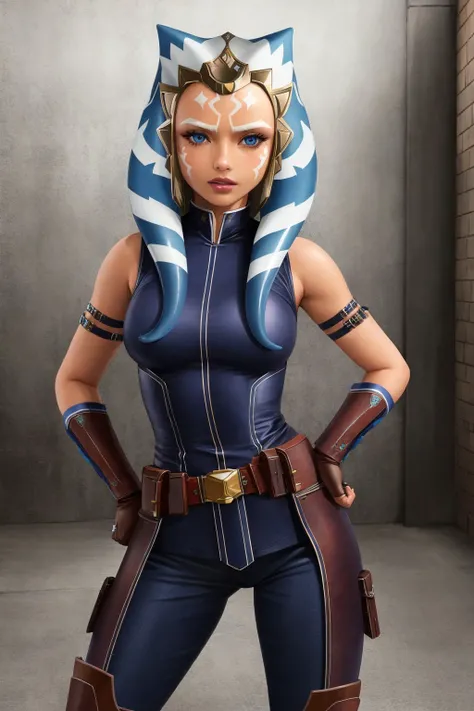 masterpiece, best quality, highres, 1girl, solo, blue eyes, boots, orange skin, gloves, tattoo, tentacle hair, colored skin, facial mark, facial tattoo, belt, forehead mark, lips, armor, long hair, <lora:ahsokaTanoStarWars_v10:0.6>,<lora:epiNoiseoffset_v2Pynoise:1.0>