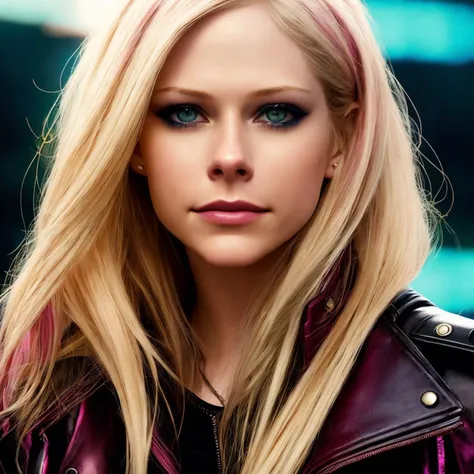 portrait of smiling (emb-avril:1.0) happy girl as a cyberpunk detective, rainy cyberpunk city at night, neon signs,small breasts, blonde hair with color streaks
(highly detailed:1.2),(best quality:1.2),sharp focus,subsurface scattering,award-winning photograph,(professional portrait photography:1.2),RAW photography
(very detailed background:1.2), dramatic lighting, by artgerm annie leibovitz wlop herb ritts