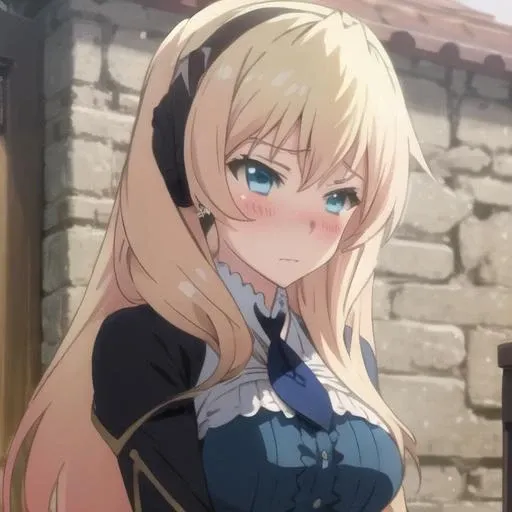 masterpiece, best quality, tsurime, celistia ralgris, outside, 1girl, wearing elegant and formal suit, embarrassed, lewd face expression, strong blush, <lora:oczy:0.80> <lora:SMnB_celistia-bahamut-01:0.82>