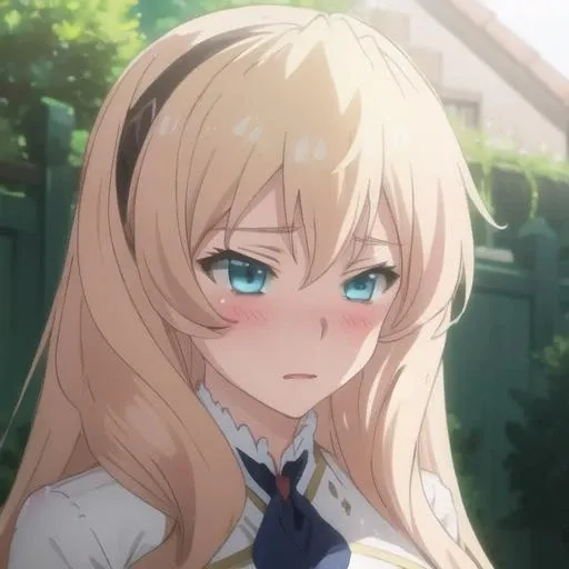 masterpiece, best quality, tsurime, celistia ralgris, outside, 1girl, wearing elegant and formal suit, embarrassed, lewd face expression, strong blush, <lora:oczy:0.80> <lora:SMnB_celistia-bahamut-01:0.82>