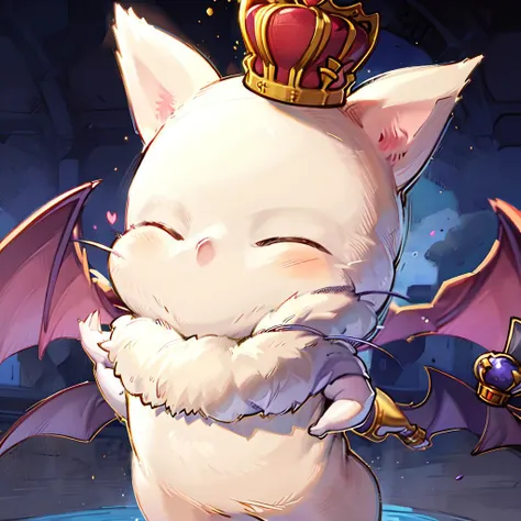 moogle wearing royal clothes, golden crown, <lora:moogle_sV1:1>.