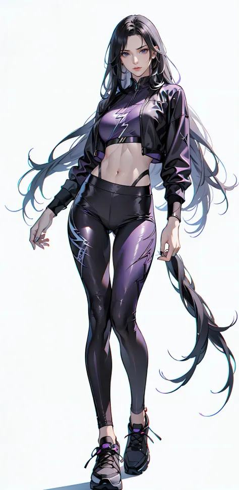 (purple. Thunder tattoo:1.1),(Lightning power:1.4),<lora:DETAIL_SLIDER_BY_STABLE_YOGI:0.8>, (full body shot:1.3), ( Purple Leather leggings:1.25), (Purple Leather sports bra:1.2),Long straight hair, (Battle stance:1.25),
(Mature women:1.2),masterpiece, (best quality),(extremely detailed eyes and face),extremely detailed CG unity 8k wallpaper,best quality,(Perfect detail:1.2),
1 woman, (detailed:1.2), (realistic:1.2), (standing:1.1), (full body shot:1.2), (outdoors:1.1),(skinny:1.5), scenic view,(Long legs:1.1), beautiful legs,
Young wife,(Long black hair:1.2), Long straight hair, (straight hair:1.3),sneakers,(Put your hands behind your hips),(Thunder tattoo:1.1),(Lightning power:1.2),
(white background:1.5), monotonous background,(empty-handed:1.1),scenic view,Secret agent, (ruthless temperament:1.2),(empty-handed:1.3),
<lora:Leggings Sports Bra By Stable Yogi:0.6> <lora:~Q?-0QbK])0etTS_v1.0:0.5> <lora:ClothingAdjuster3:-0.1> <lora:ConceptHighLegs_v10:0.2> <lora:muscleGirl_v1:0.1>