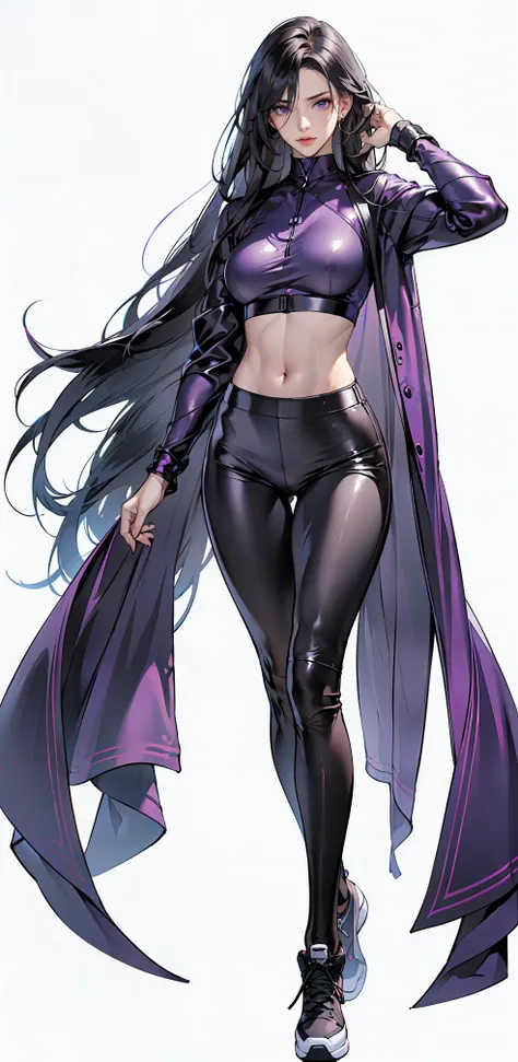<lora:DETAIL_SLIDER_BY_STABLE_YOGI:0.8>, (full body shot:1.2), ( Purple Leather leggings:1.25), (Purple Leather sports bra:1.2),
(Mature women:1.2),masterpiece, (best quality),(extremely detailed eyes and face),extremely detailed CG unity 8k wallpaper,best quality,(Perfect detail:1.2),
1 woman, (detailed:1.2), (realistic:1.2), (standing:1.1), (full body shot:1.2), (outdoors:1.1),(skinny:1.5), scenic view,(Long legs:1.1), beautiful legs,
Young wife,(Long black hair:1.2), Long straight hair, (straight hair:1.3),sneakers,
(white background:1.5), monotonous background,(empty-handed:1.1),scenic view,Secret agent, (ruthless temperament:1.2),(empty-handed:1.3),
<lora:Leggings Sports Bra By Stable Yogi:0.6> <lora:绪å¿-ãè§£å³æå´©é¾é¢ãæ´åå
_v1.0:0.5> <lora:ClothingAdjuster3:-0.1> <lora:ConceptHighLegs_v10:0.2> <lora:muscleGirl_v1:0.1>