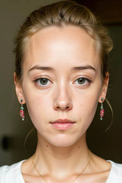 stunning medium photo of (emb-agalakovavika:1),1girl, (jewelry,earrings, bobby pin,,cluster earrings , gown), worried look, ((rural)), RAW, best quality, masterpiece, ultra-detailed, realism, (extremely detailed eyes, extremely detailed face), detailed skin, textured skin, insane details, soft lighting, UHD, looking at viewer, intricate details, sharp focus, absurdres, highres, style by Banksy, bold, bright colours, by Nobuyoshi Araki , (watercolor_medium, brush strokes, painting:0.5),