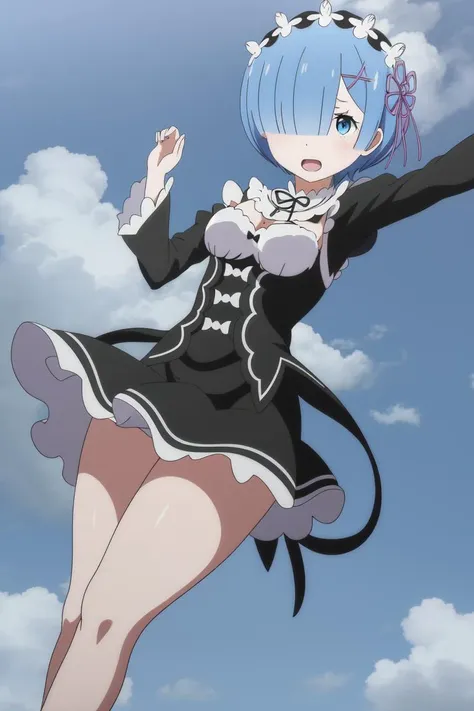 A close up of a person in a dress flying through the air - SeaArt AI