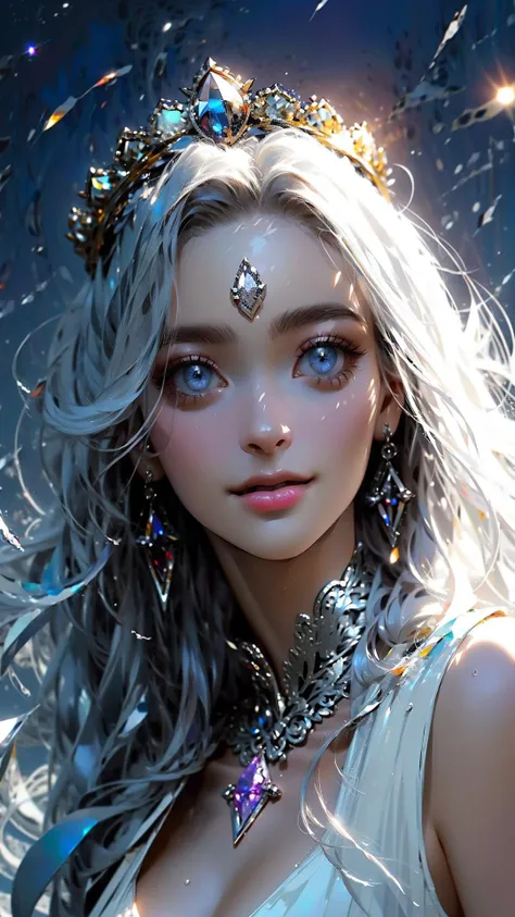 <lora:ALi_No_Cry-v18:0.8> <lora:nijiexpressive-v2:0.4> <lora:epi_noiseoffset-v2:0.6> <lyco:envy-elegance:0.4> (medium full shot:1.6), masterpiece, best quality, sharp focus, digital painting, extremely detailed, highly detailed, intricate details, (style-swirlmagic:1.2), (full moon:1.1), a beautiful white haired celestial goddess, (absurdly long hair, white windswept hair, forehead jewelry:1.3), divine ethereal beauty, wearing a (crystal crown:1.3), (glittering:1.2), beautiful eyes, (light smile:1.2), fantasy style, elegant pose, perfect hands