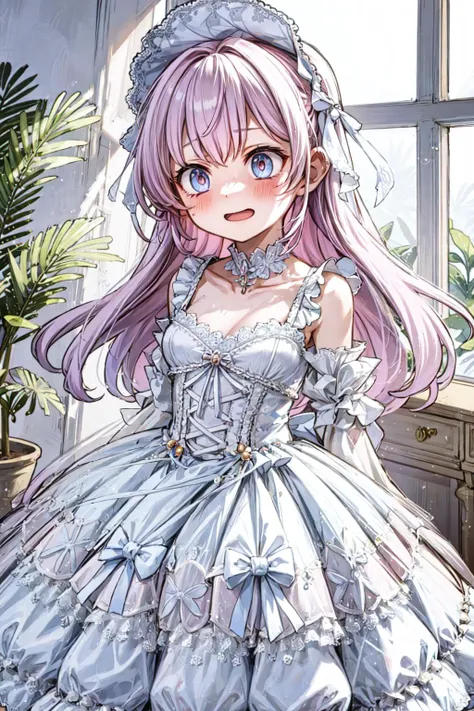 ((best quality, masterpiece)), ((style-swirlmagic):0.5),
1girl, lolita_dress  , mansion , living room, plants at window, embarrassed <lora:ArsEmbarrassed-t5:0.5>, (constricted pupils, small pupils), blush , open mouth,
<lora:more_details:0.5>,<lora:Constricted Pupils5:0.5>, <lora:lolita_dress_classic_1_v3:0.5>