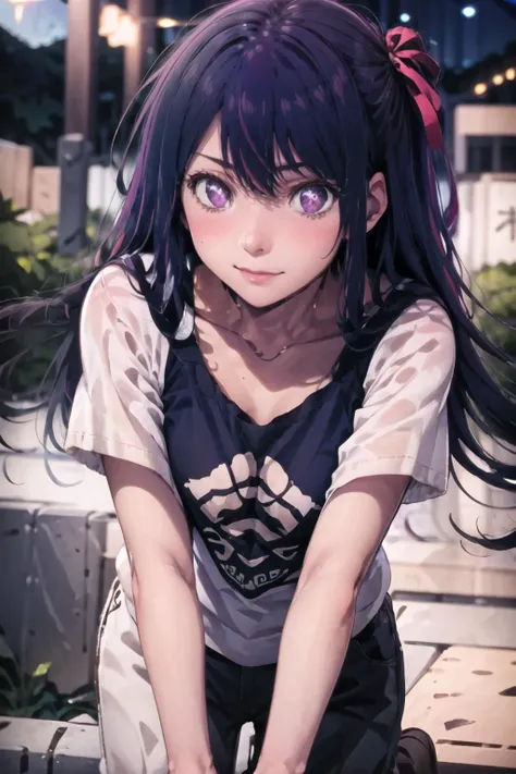 best quality, intricate details,
<lora:oshiNoKoHoshinoAi_v1:0.8> hoshinoai,
<lora:downblouseForBoobs_v1:0.8> downblouse, loose t-shirt, leaning forward,