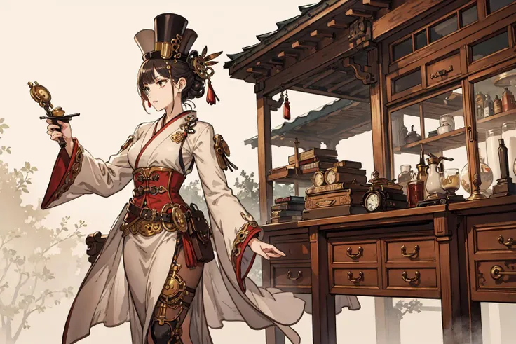 best quality,oriental_detailed background,detailed_hand,steampunk,