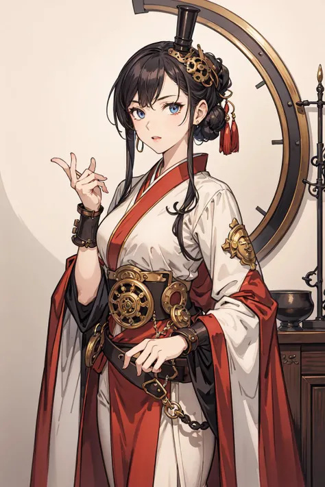 best quality,oriental_detailed background,detailed_hand,steampunk, girl,