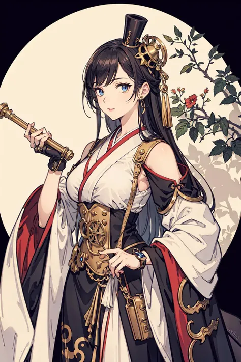 best quality,oriental_detailed background,detailed_hand,steampunk, girl,